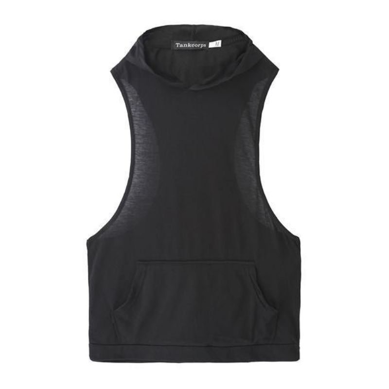 Gilet De Fitness Ample À Capuche Sans Manches Pour Homme Élégant