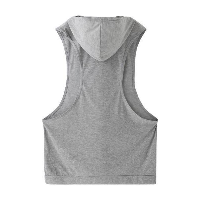 Gilet De Fitness Ample À Capuche Sans Manches Pour Homme Élégant