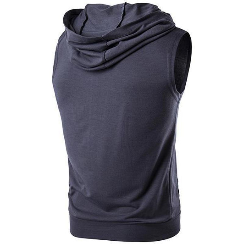 Personnalité D'été High Street Big Pocket T-shirt Casual Zip Hooded Vest Men's Sweater T-shirt