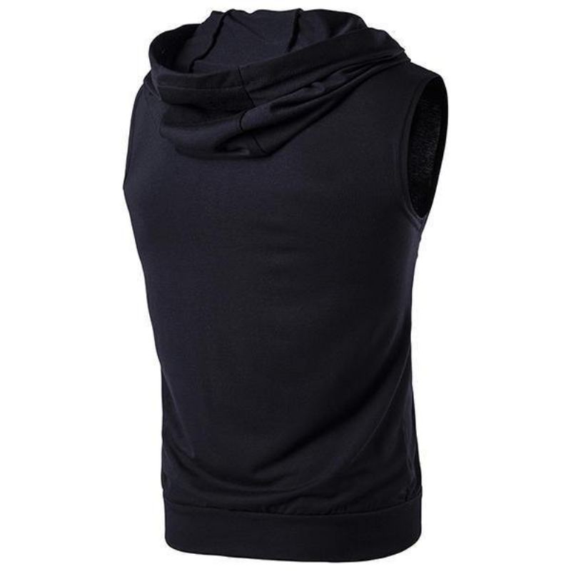 Personnalité D'été High Street Big Pocket T-shirt Casual Zip Hooded Vest Men's Sweater T-shirt