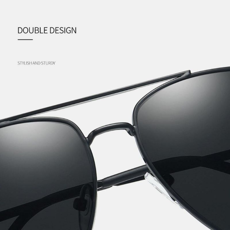 Lunettes De Soleil Polarisées À Double Pont En Métal Pour Hommes