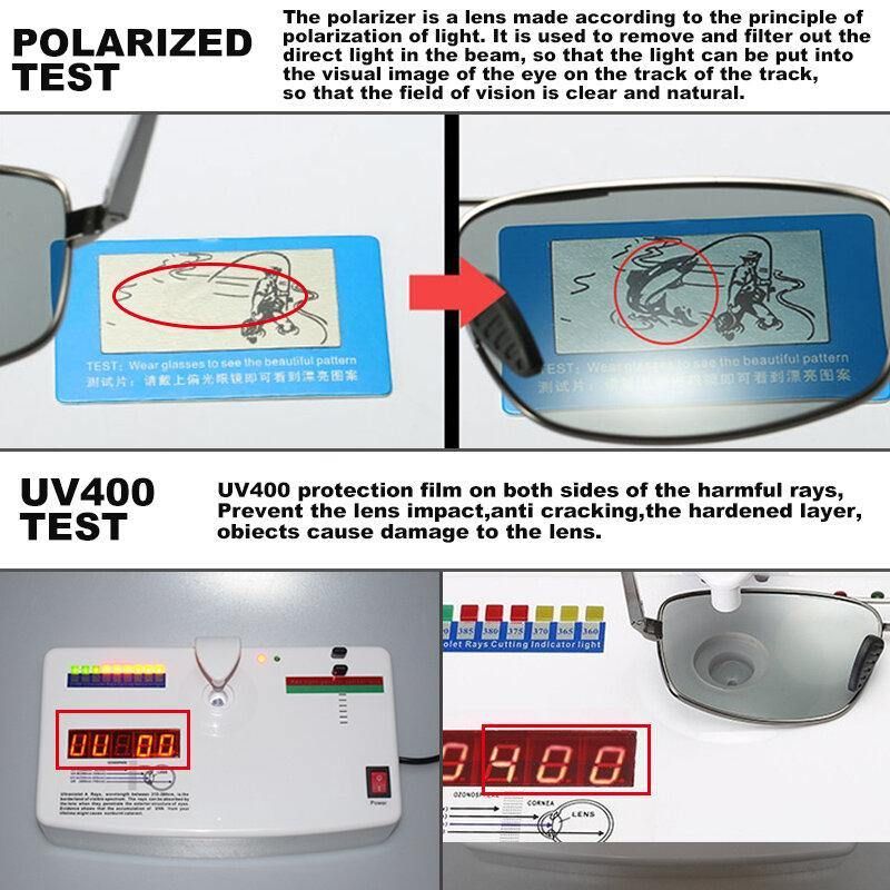 Lunettes De Soleil Polarisées Photochromiques Intelligentes Pour Hommes Lunettes De Conduite Rectangulaires En Métal Plein Cadre Anti-uv Anti-éblouissement Lunettes De Soleil