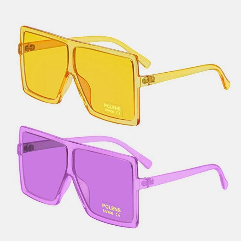 Lunettes De Soleil De Protection Uv À Monture Carrée Surdimensionnée Vintage Pour Femmes