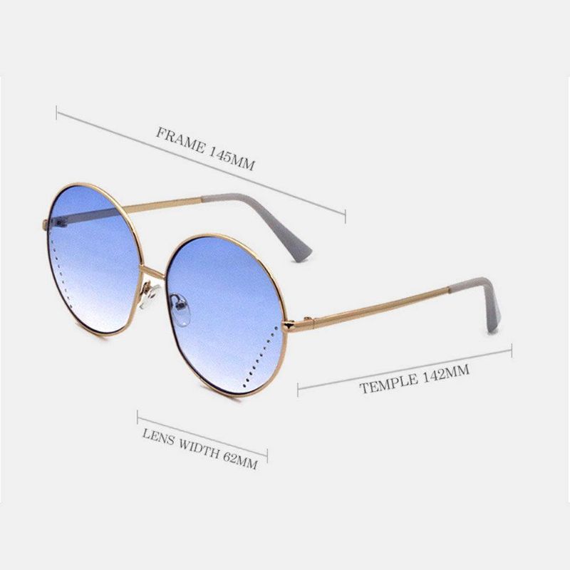 Lunettes De Soleil Tendance Unisexes À Monture Ronde En Métal Avec Verres Teintés Et Protection Uv