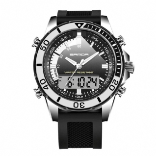 003 Mode Hommes Led Double Affichage Montre Silicone Bracelet Natation Plongée Sport Montre