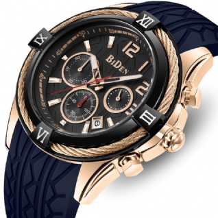 0192 Style Militaire Chronographe Hommes Montre-bracelet Bracelet En Silicone Montres À Quartz