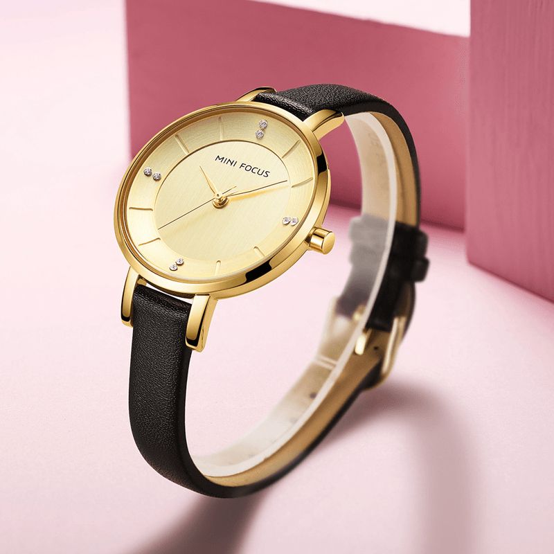 0255l Mode Femmes Montre Lumière De Luxe Étanche Simple Bracelet En Cuir Dame Montre À Quartz