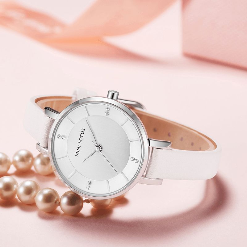 0255l Mode Femmes Montre Lumière De Luxe Étanche Simple Bracelet En Cuir Dame Montre À Quartz