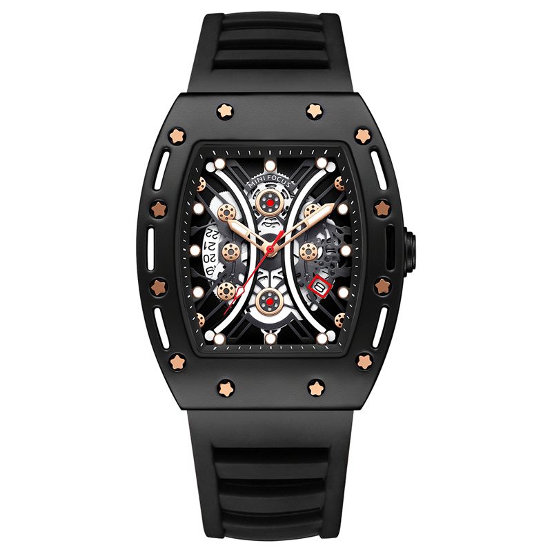 0420g Sports Décontractés 3d Évider Cadran Lumineux 3atm Étanche Hommes Montre-bracelet Montre À Quartz