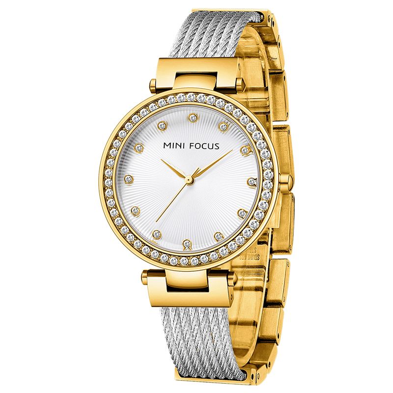 0423l Élégant Strass Décoration Cadran 3atm Étanche Femmes Montre-bracelet Montre À Quartz