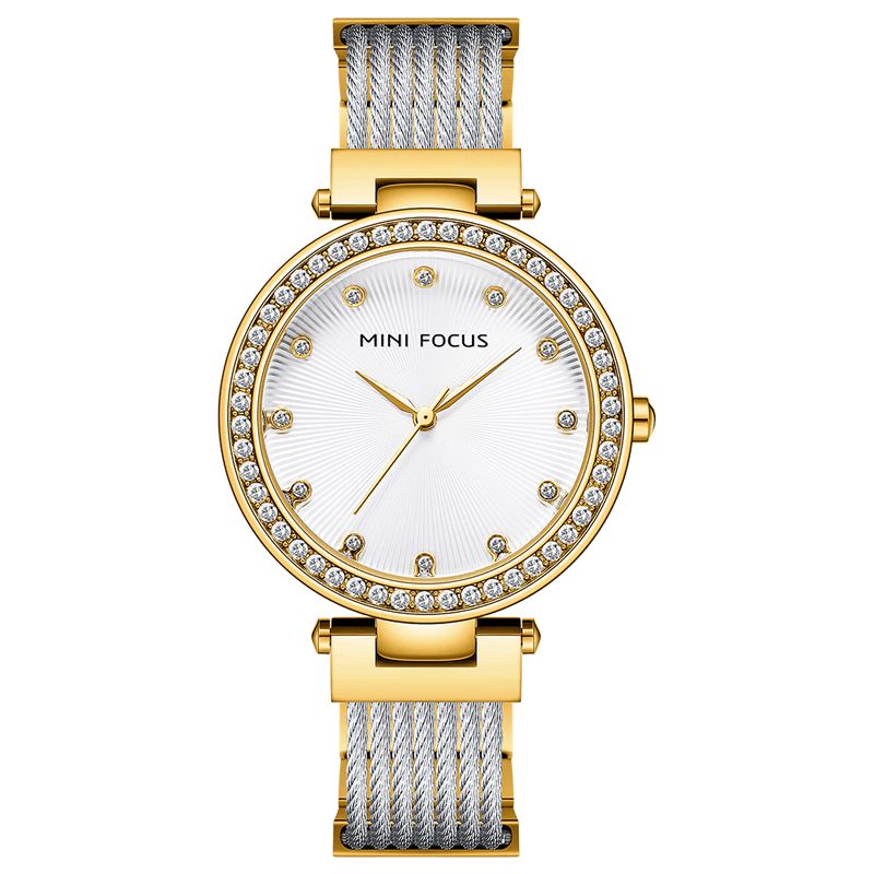 0423l Élégant Strass Décoration Cadran 3atm Étanche Femmes Montre-bracelet Montre À Quartz