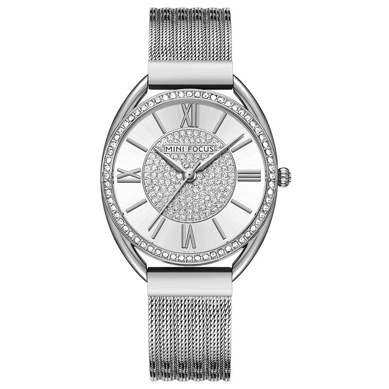 0425l Décontracté Élégant Strass Décoration Cadran 3atm Étanche Femmes Montre-bracelet Montre À Quartz