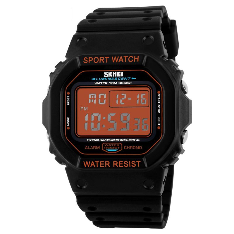 1134 Sport Hommes Montre Date Semaine Affichage 5atm Étanche Chronographe Led Lumière Mode Montre Numérique