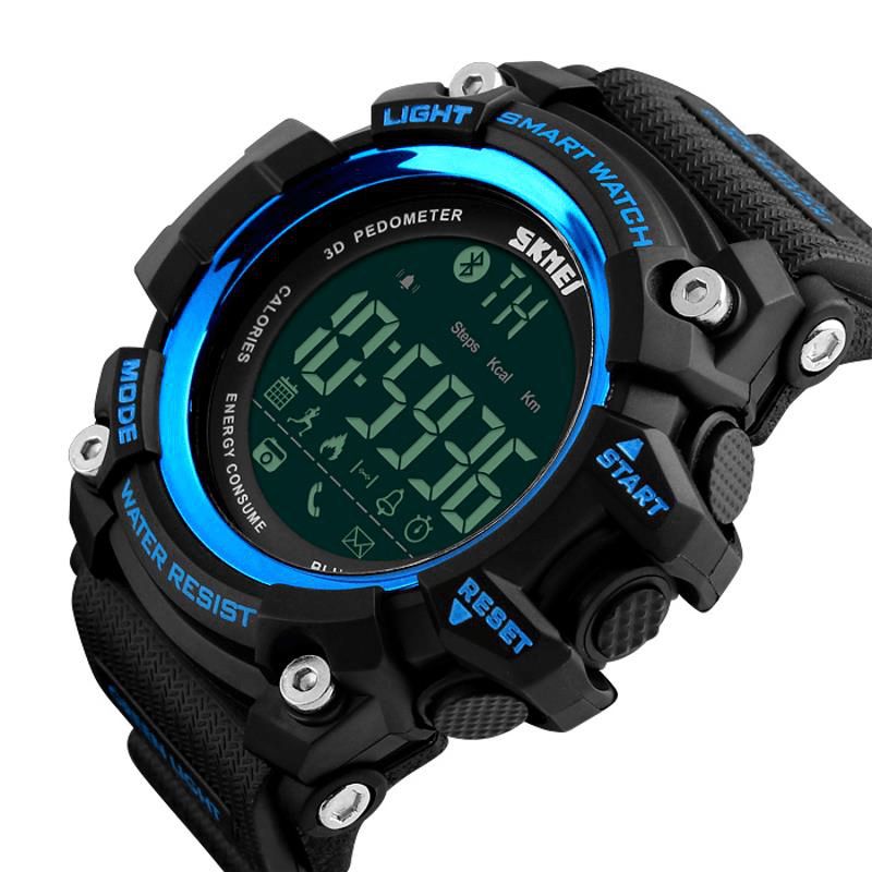 1227 Montre Intelligente Bluetooth Notification De Message D'appel Podomètre 50m Montre De Sport Étanche