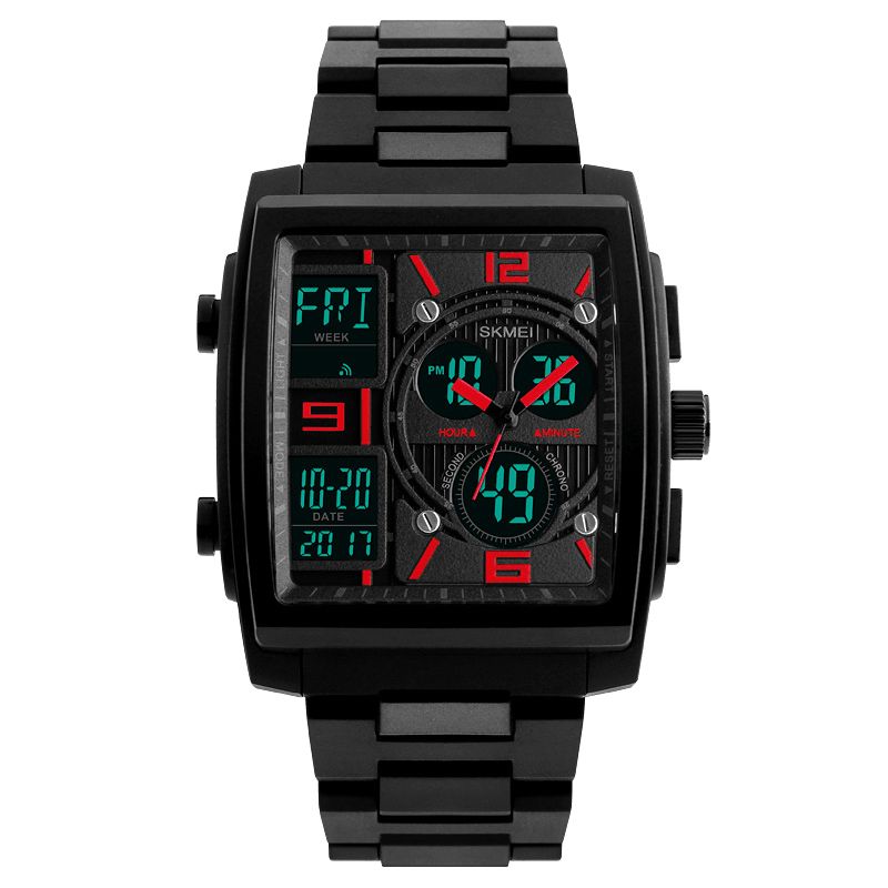 1274 Outdoor Sport Digital Montre Pu Band 5atm Étanche Chronographe Hommes Montre-bracelet