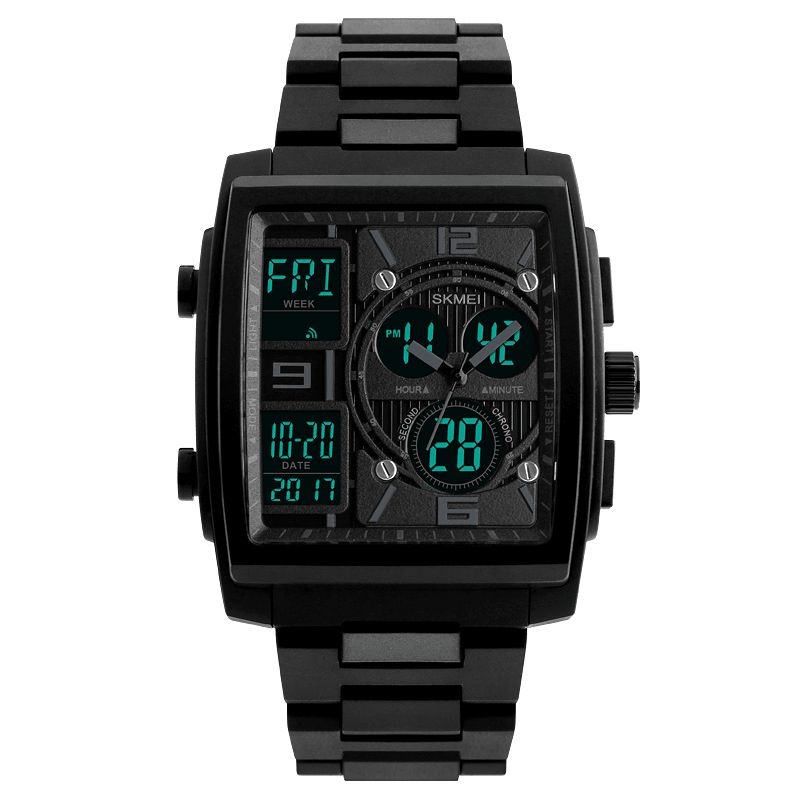 1274 Outdoor Sport Digital Montre Pu Band 5atm Étanche Chronographe Hommes Montre-bracelet