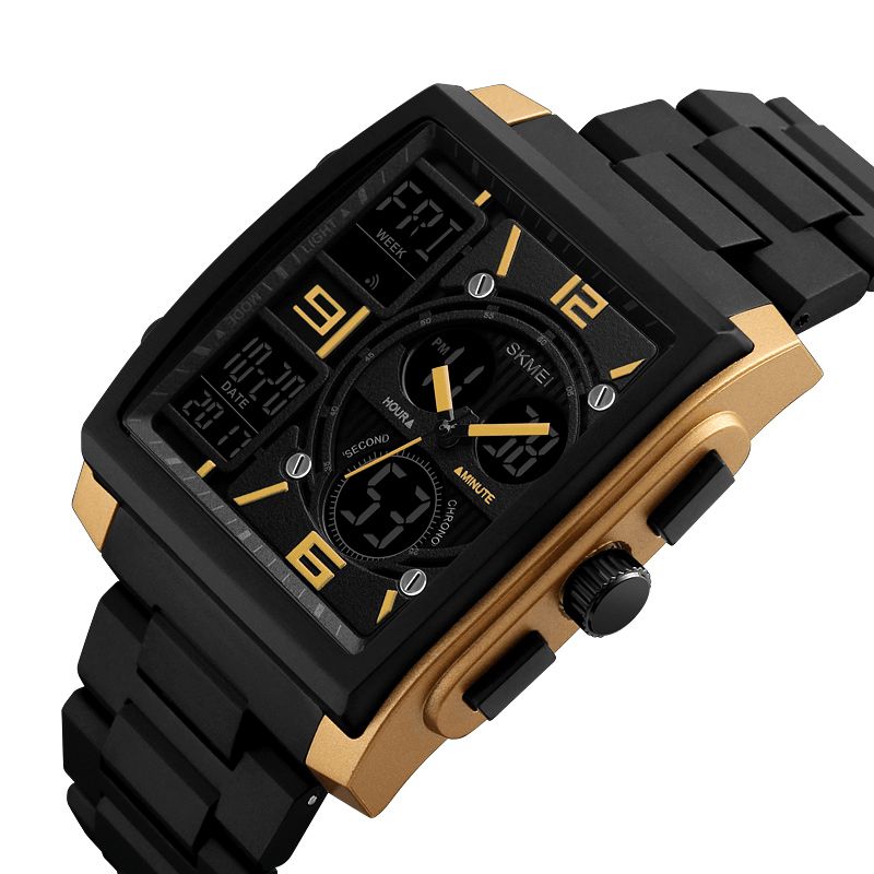 1274 Outdoor Sport Digital Montre Pu Band 5atm Étanche Chronographe Hommes Montre-bracelet