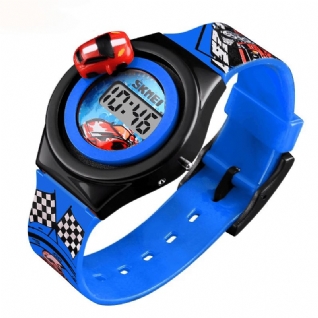 1376 Montre Pour Enfants De Dessin Animé Créatif Avec Décoration De Voiture Rotative Sport Enfants Montres Numériques