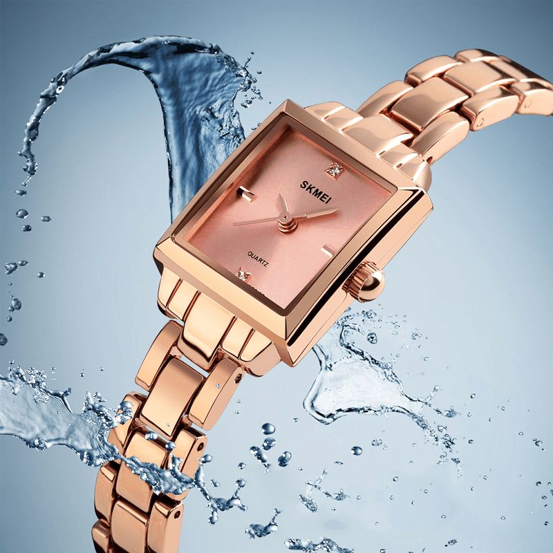 1407 Mode Femmes Montre Lumière Luxe 3atm Étanche Bracelet En Acier Inoxydable Montre À Quartz