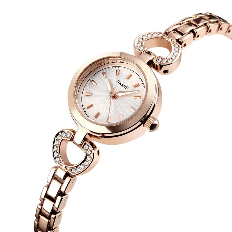 1408 Luxe Cristal En Acier Inoxydable Mode Élégante Femmes Montre-bracelet À Quartz Montre