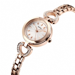 1408 Luxe Cristal En Acier Inoxydable Mode Élégante Femmes Montre-bracelet À Quartz Montre