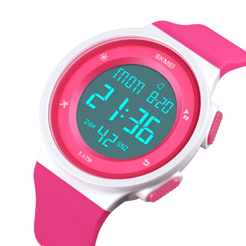 1445 Montre Numérique De Sport De Plein Air Led Étanche En Silicone À La Mode