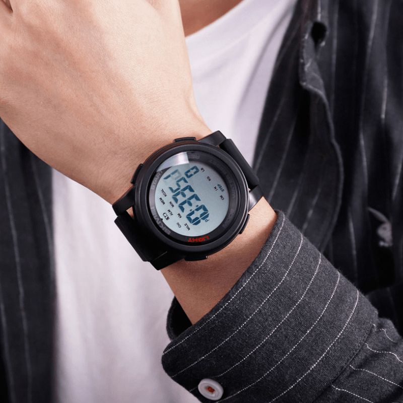 1469 Calorie Podomètre Compte À Rebours Étanche Lumineux Sports Montre Numérique Hommes Montre