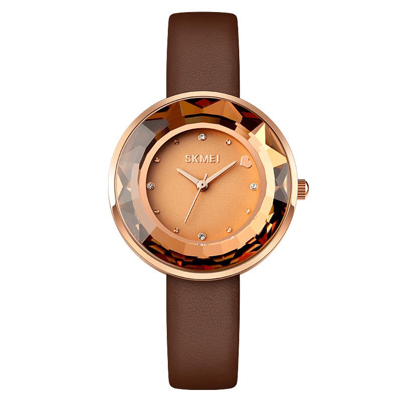 1707 Mode Femmes Montre Trois-dimen'sional Coupe Miroir Simple Petit Cadran Dame Montre À Quartz