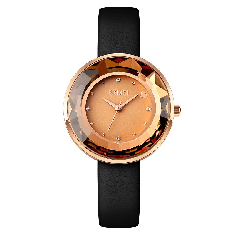 1707 Mode Femmes Montre Trois-dimen'sional Coupe Miroir Simple Petit Cadran Dame Montre À Quartz