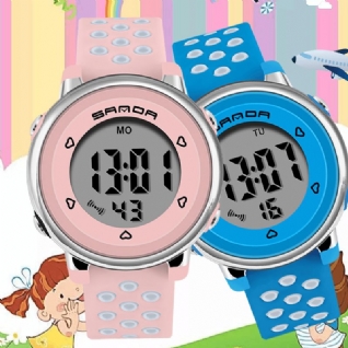 2008 Montre Colorée Mode Affichage Lumineux Antichoc 12/24 Heures Mignon Enfants Montre Numérique