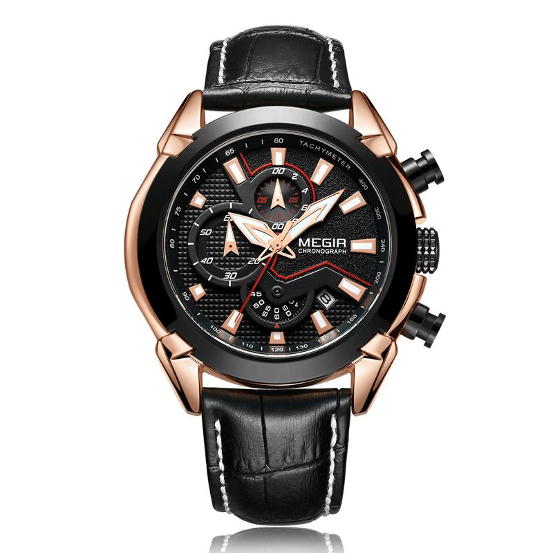 2065 Sport Montres Creative Chronographe Quartz Bracelet En Cuir Hommes Montre