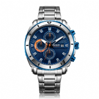 2075 Business Style Chronographe Lumineux Affichage De La Date Bracelet Fermoir En Acier Hommes Montre À Quartz