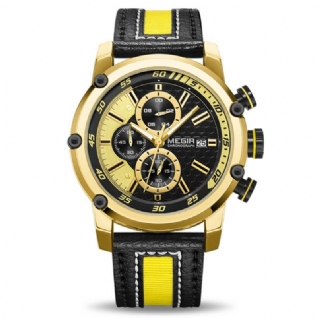 2079 Chronographe Sport Hommes Montre Date Affichage Bracelet En Cuir Montres À Quartz