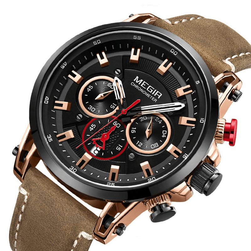 2085 Style Militaire Date Chronographe Multifonction Quartz Montre Mode Hommes Montre-bracelet