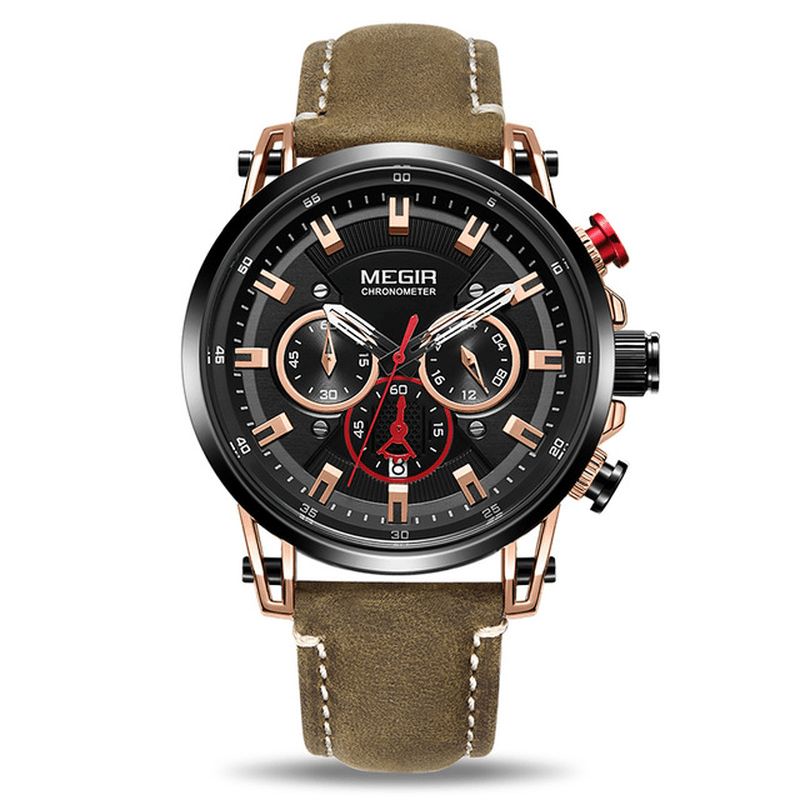 2085 Style Militaire Date Chronographe Multifonction Quartz Montre Mode Hommes Montre-bracelet