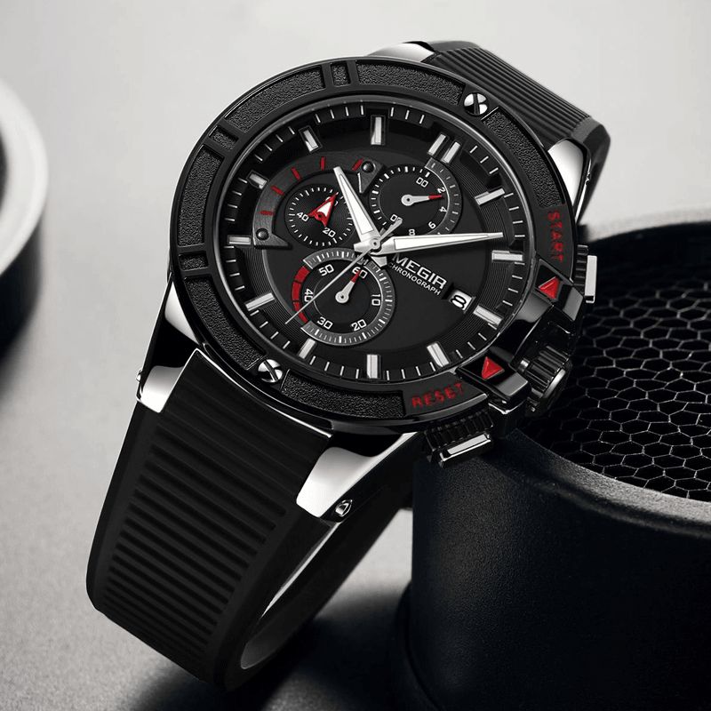 2095 Mode Hommes Montre Chronographe Étanche Affichage Lumineux Sport Montre À Quartz