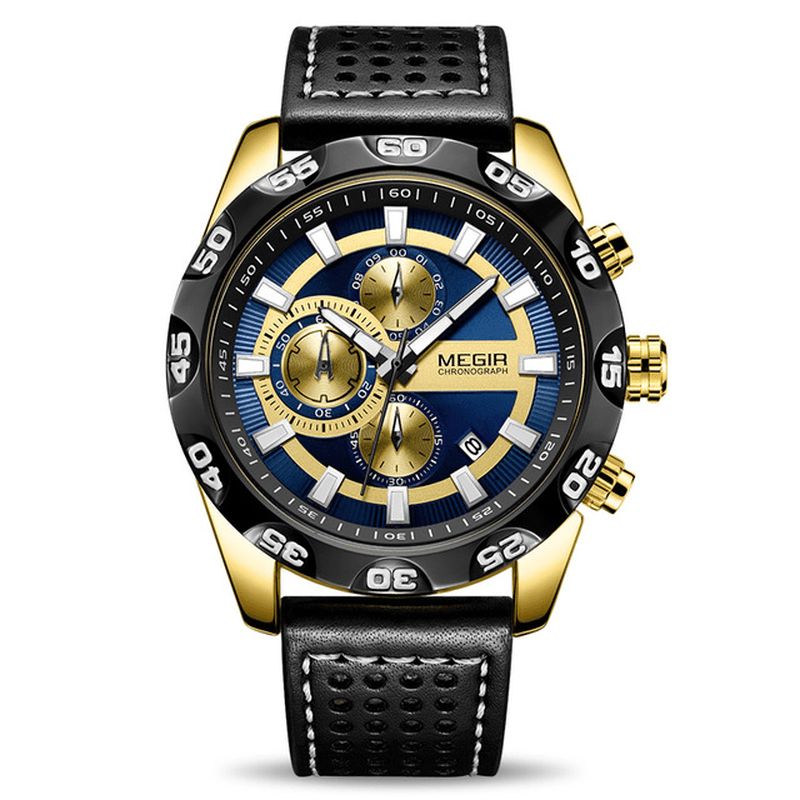 2096 Luxe Sports Style Chronographe Étanche Multifonction Quartz Montre Hommes Montre-bracelet