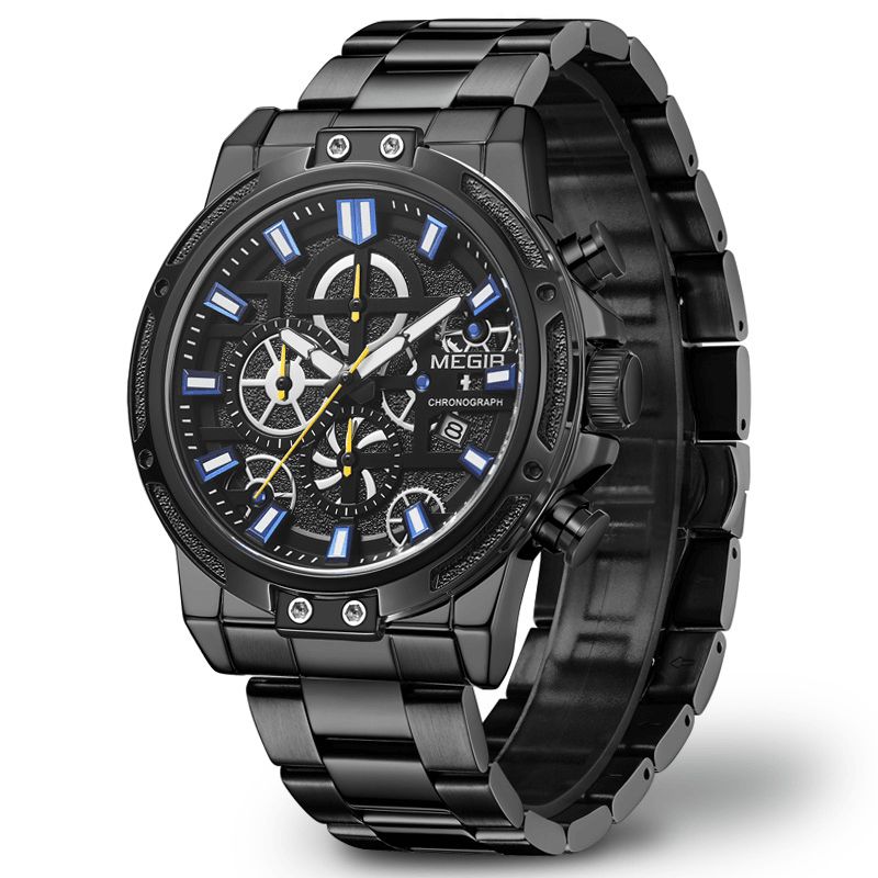 2108 Luxe Grand Cadran Chronographe Business Style En Acier Inoxydable Hommes Montre À Quartz Montre