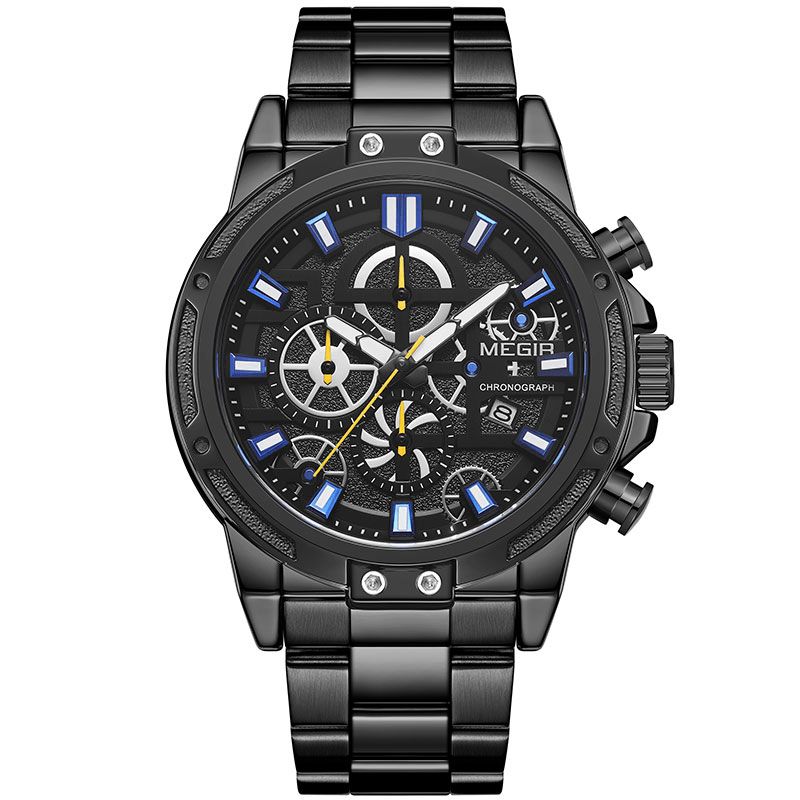 2108 Luxe Grand Cadran Chronographe Business Style En Acier Inoxydable Hommes Montre À Quartz Montre