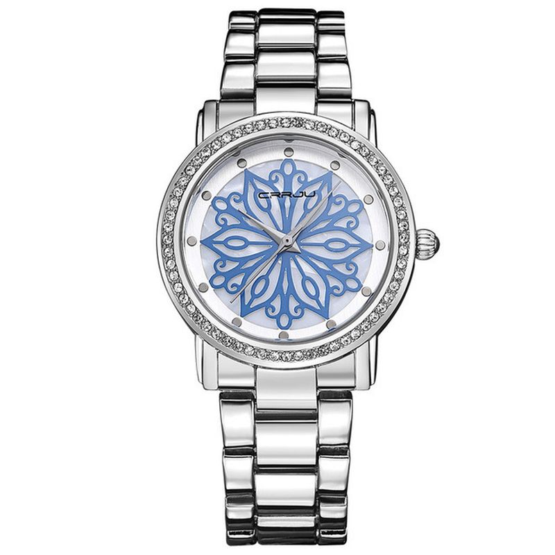 2109 Diamants Cadran Cas Femmes Montre-bracelet En Acier Inoxydable Quartz Montres