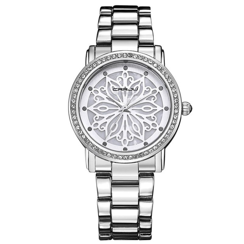 2109 Diamants Cadran Cas Femmes Montre-bracelet En Acier Inoxydable Quartz Montres