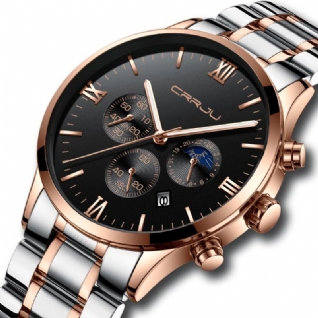 2159 Creative Sun Moon Hommes Business Style Chrono 316l Bracelet En Acier Inoxydable Montre À Quartz