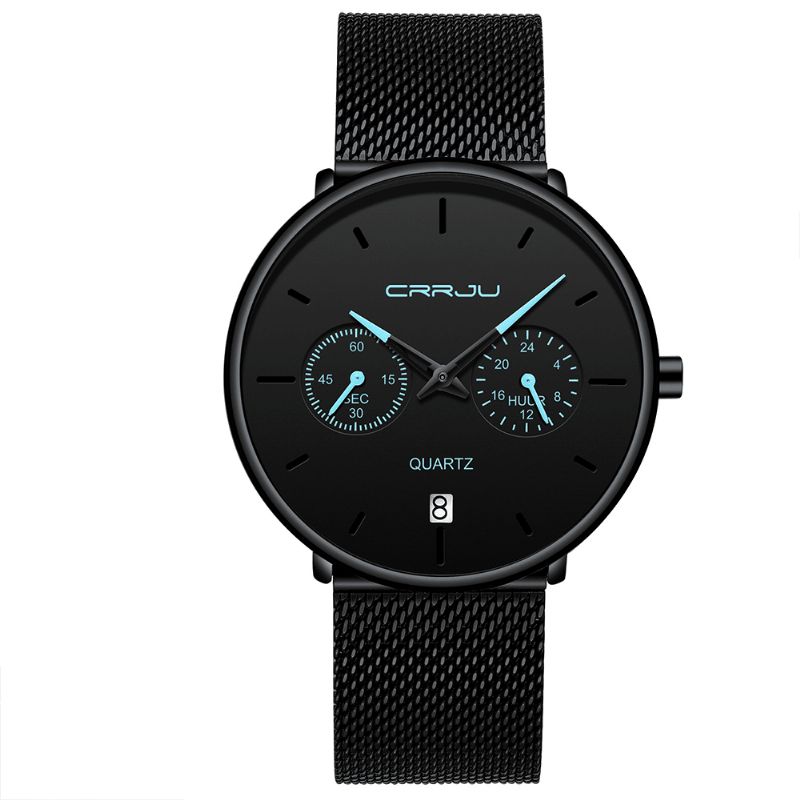 2162 Mode Business Style 24heures Calendrier Alliage Cas Hommes Simple Cadran Quartz Montre