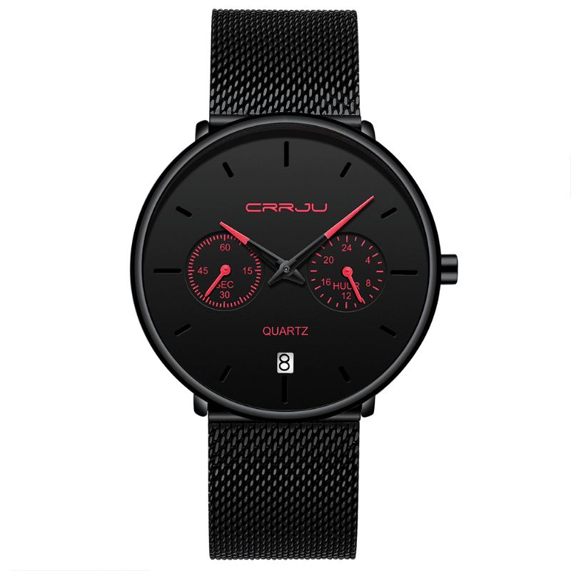 2162 Mode Business Style 24heures Calendrier Alliage Cas Hommes Simple Cadran Quartz Montre