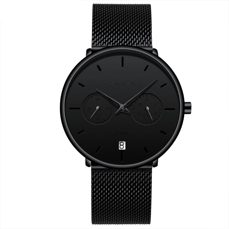 2162 Mode Business Style 24heures Calendrier Alliage Cas Hommes Simple Cadran Quartz Montre