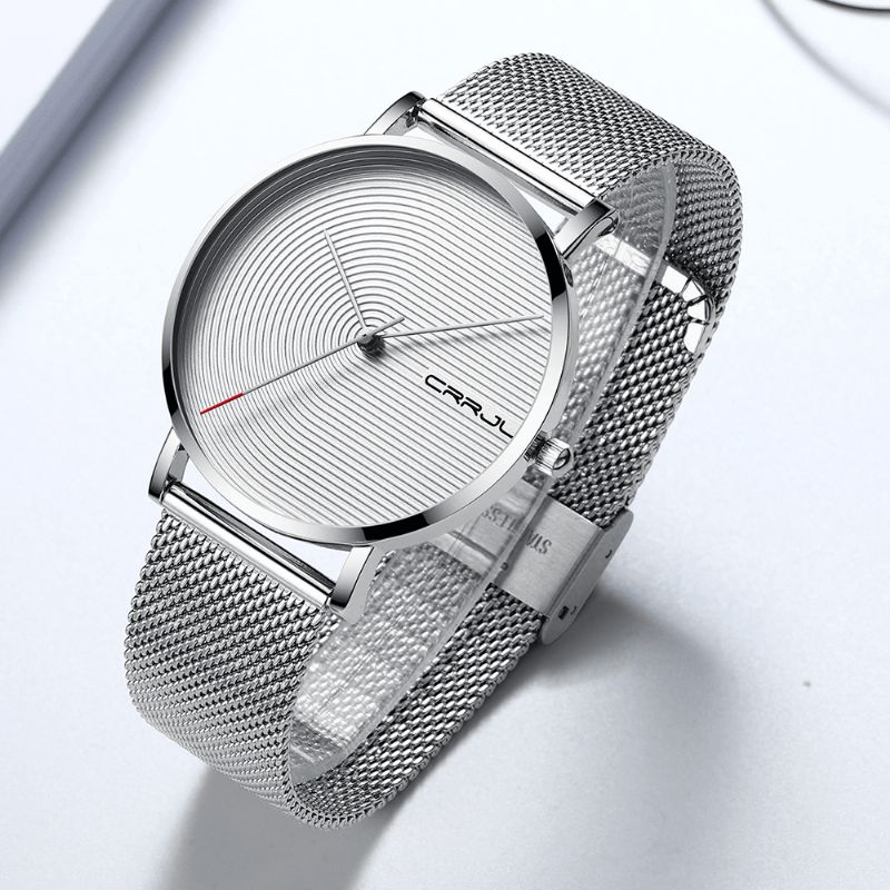 2164 Full Steel Strap Mode Alliage Case Simple Cadran Bleu Montre Homme Montre À Quartz