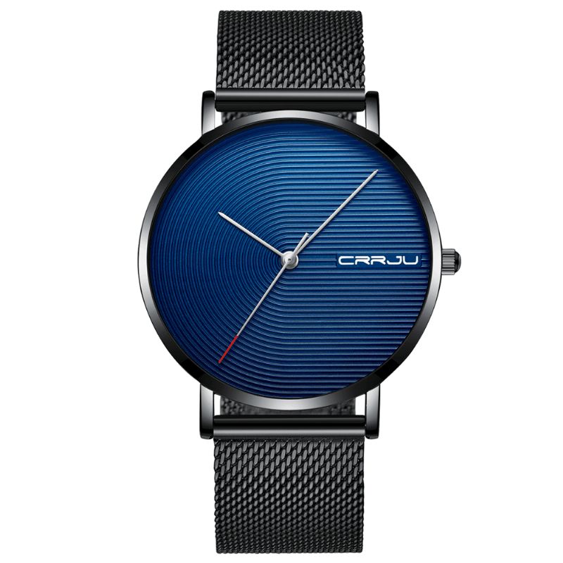 2164 Full Steel Strap Mode Alliage Case Simple Cadran Bleu Montre Homme Montre À Quartz