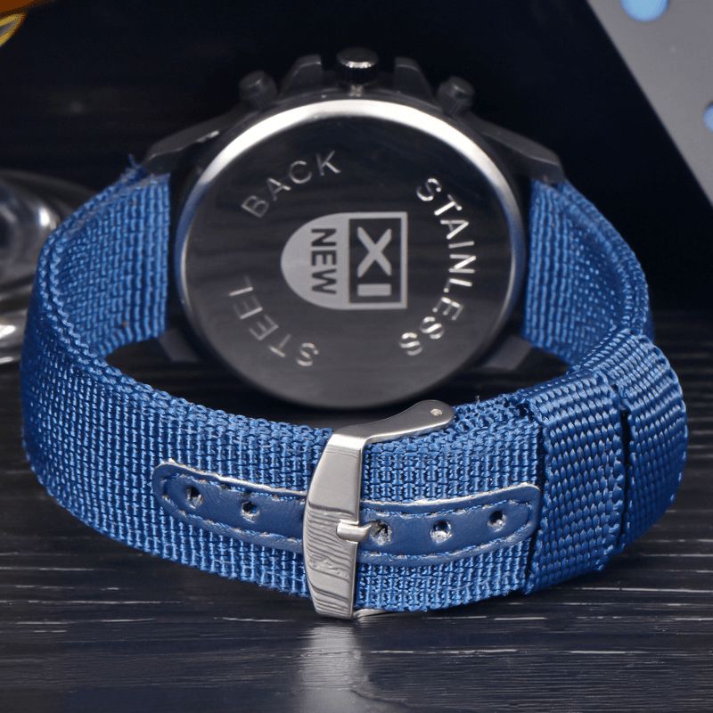 2229d Militaire Décontracté Hommes Nylon Toile Bande Affichage Des Données Étanche Grand Cadran Sport Montre À Quartz