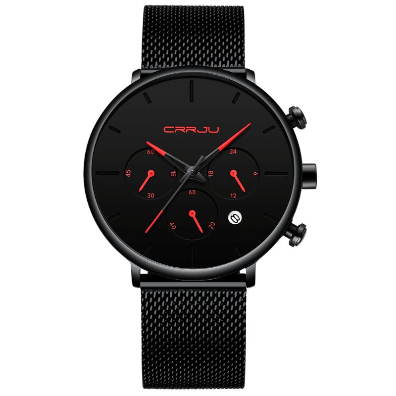 2271 Hommes Simple Cadran Atmosphérique Couleur Conception Aiguille Pleine Maille Bande En Acier Montre À Quartz