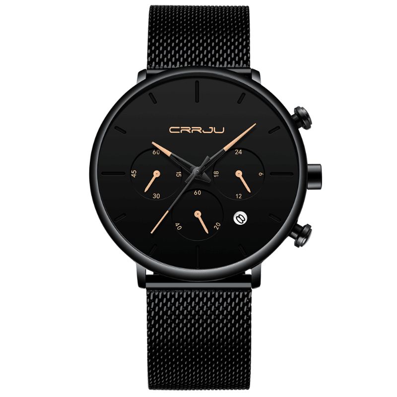 2271 Hommes Simple Cadran Atmosphérique Couleur Conception Aiguille Pleine Maille Bande En Acier Montre À Quartz